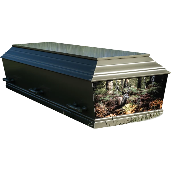 jagtkiste-med-skov-kronhjort Jagtkiste i naturgrøn med printet kronhjortemotiv